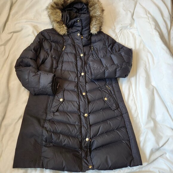 MICHAEL Michael KORS XL, GRAY, HOODED PUFFER COAT With front zipper closing - Picture 1 of 12